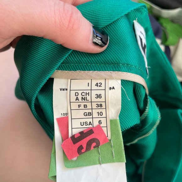 M By Missoni Dress Pants Green Silk Built-in D-Belt Straight Cut Trousers - Picture 3 of 13